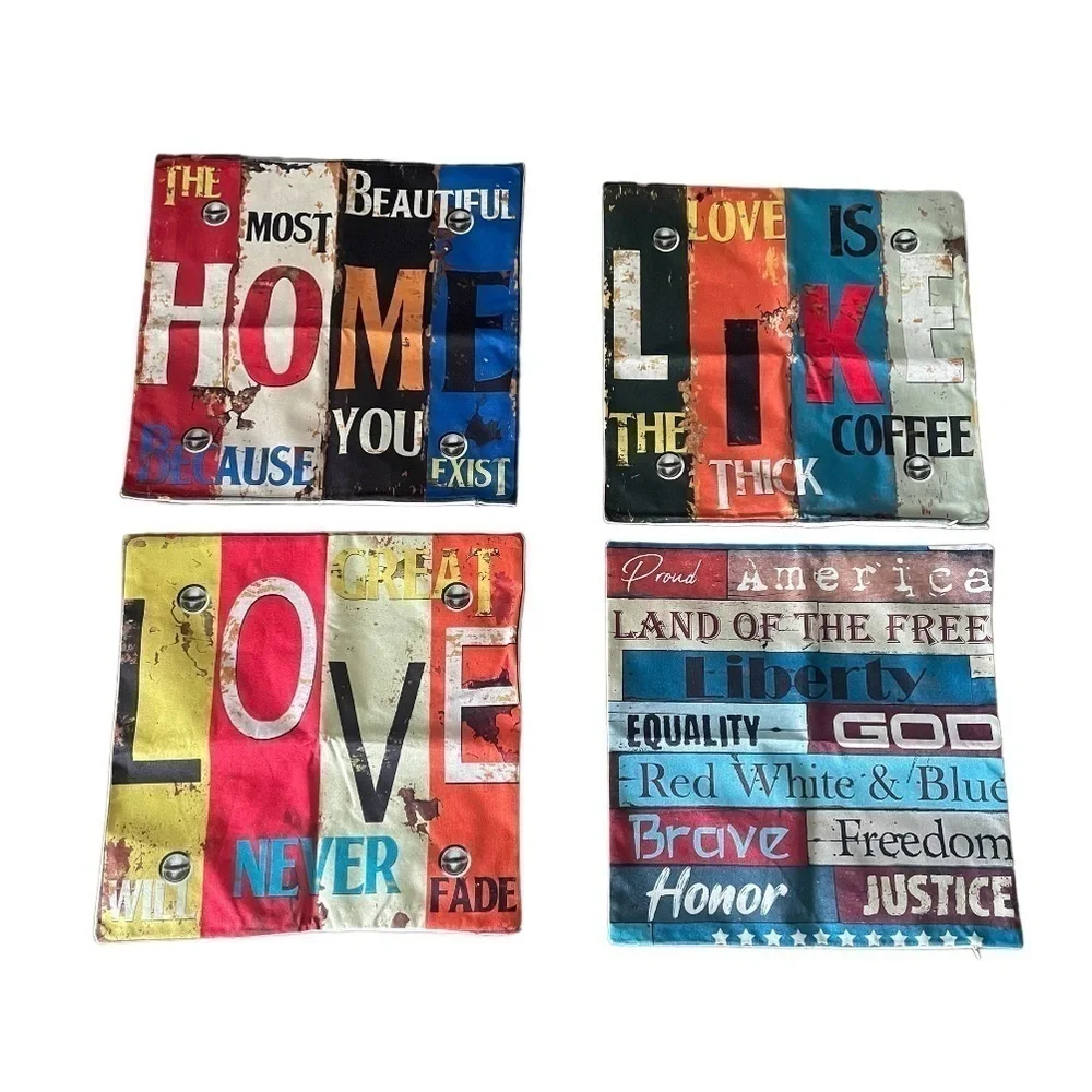 RUSTIC Home,Love, like, freedom cushion throw covers 4 pack multicolor
